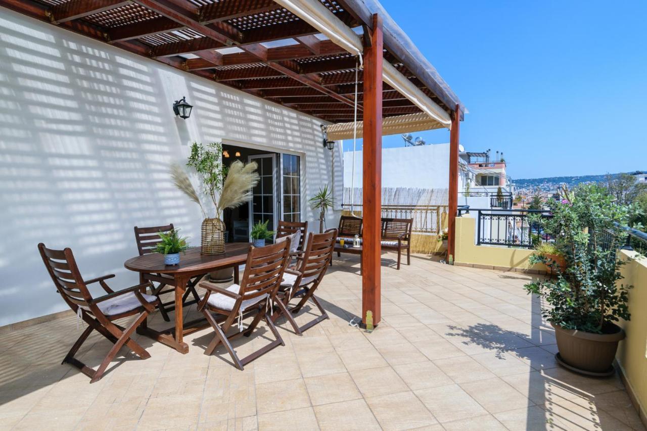 Central Penthouse In Quiet Neighborhood Near Sandy Beach 干尼亞 外观 照片